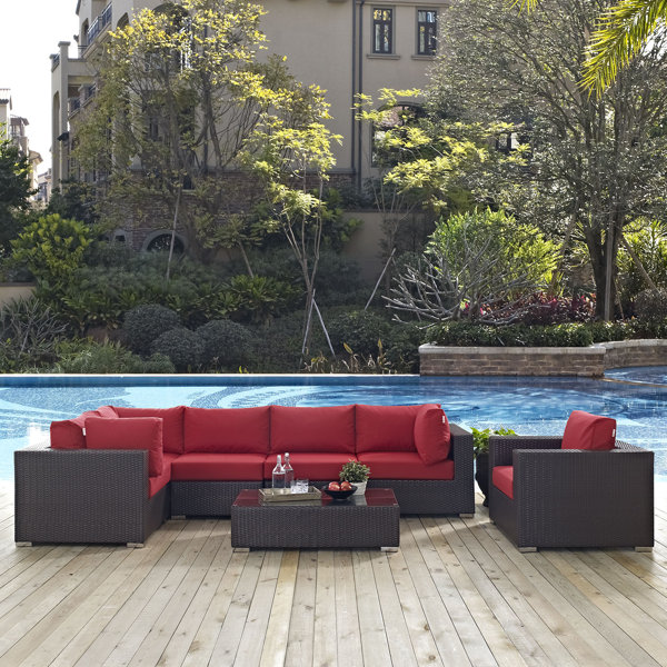 Modway Convene Outdoor 7 Piece Patio Seating Group with Cushions